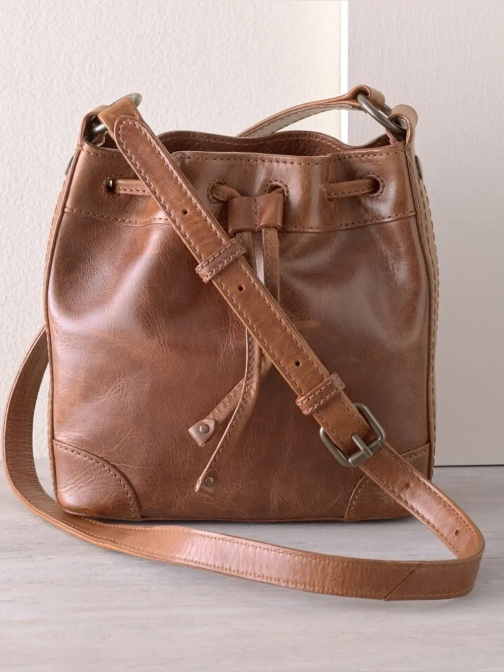 Frye Melissa Drawstring Leather Bucket Bag